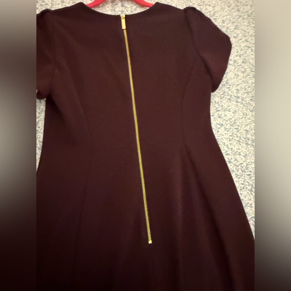 Burgundy Calvin Klein Capped Sleeve Dress - Picture 6 of 7